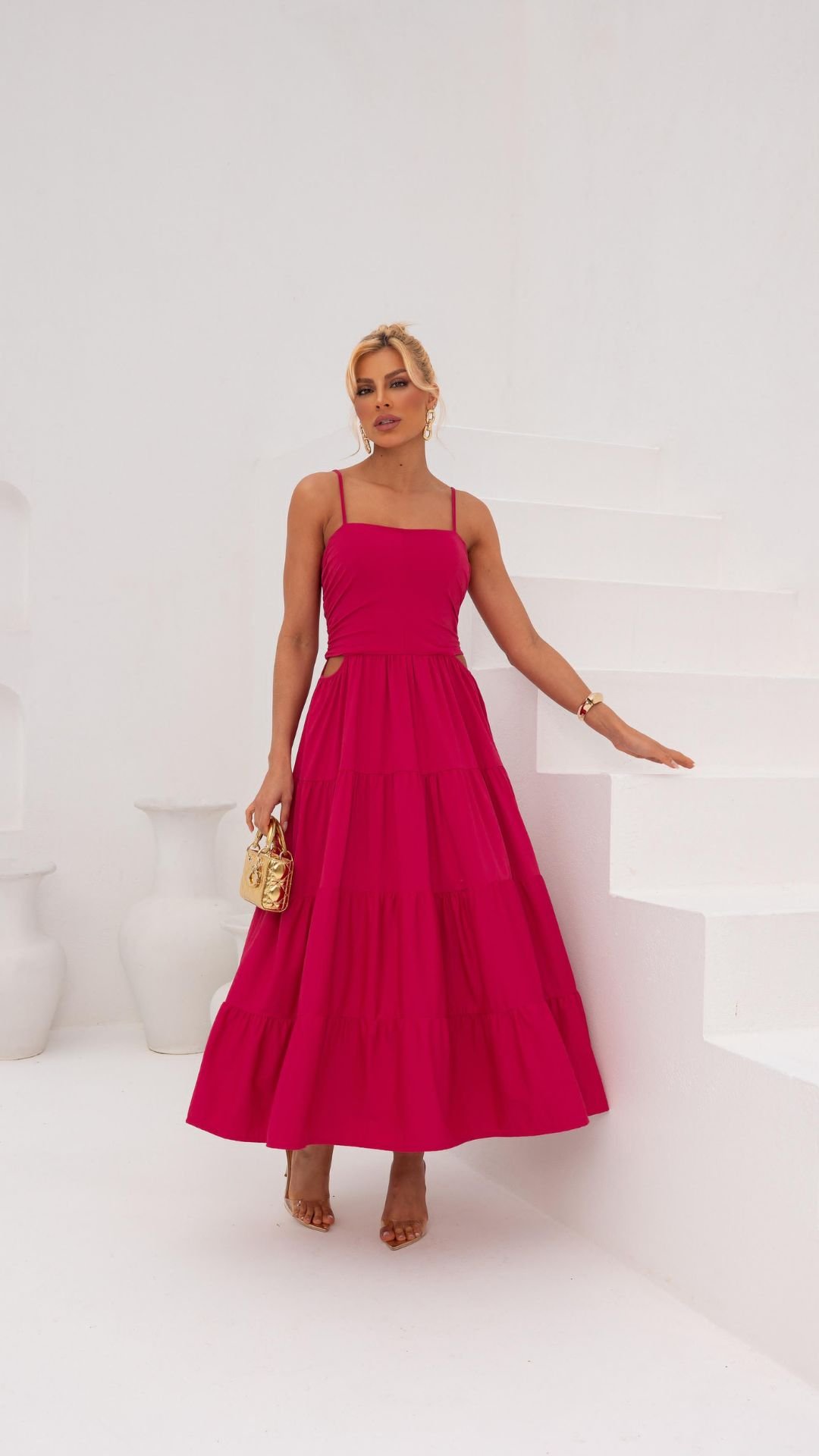 24 vestido helena onca longo malha plissada